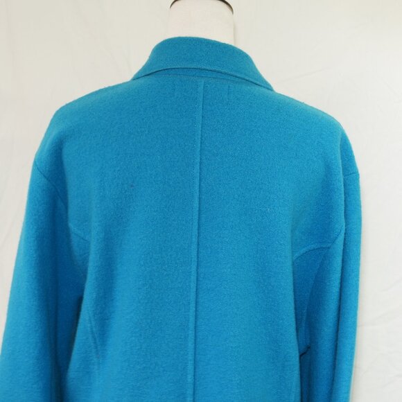 100% Merino Wool 3X Jacket with Pockets Shachet Button Front Cardigan Teal Blue - Picture 4 of 7
